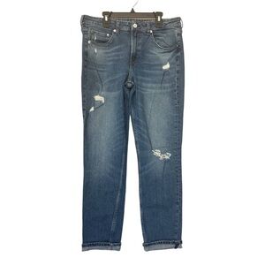 H&M &Denim Girlfriend Distressed Dark Wash Jeans